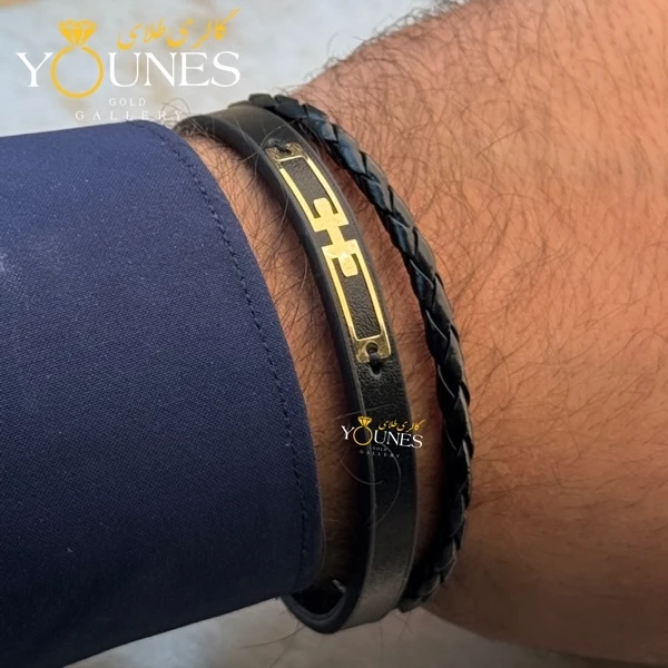 دستبند طلا چرم مردانه هرمس L135